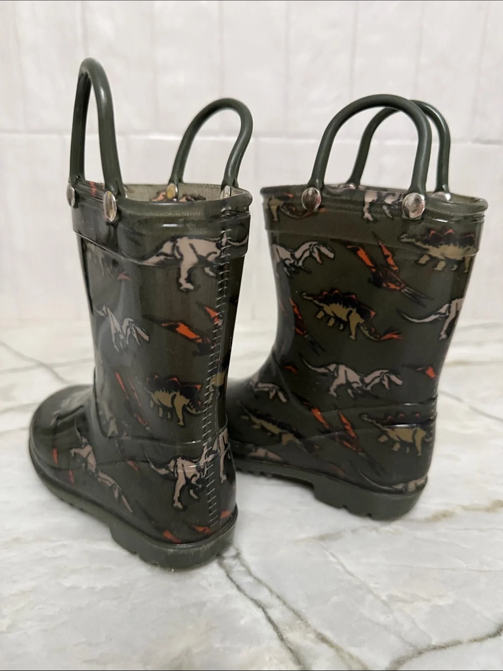 Capelli of New York Kids Green Camo Dinosaur Rain Boots